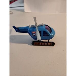 Vintage Buddy L Blue Rescue Helicopter 5" Pressed Steel‎ And Plastic Scale Model